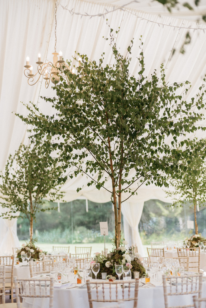 lovely tablescapes with real trees by Flowersbykirsty.com